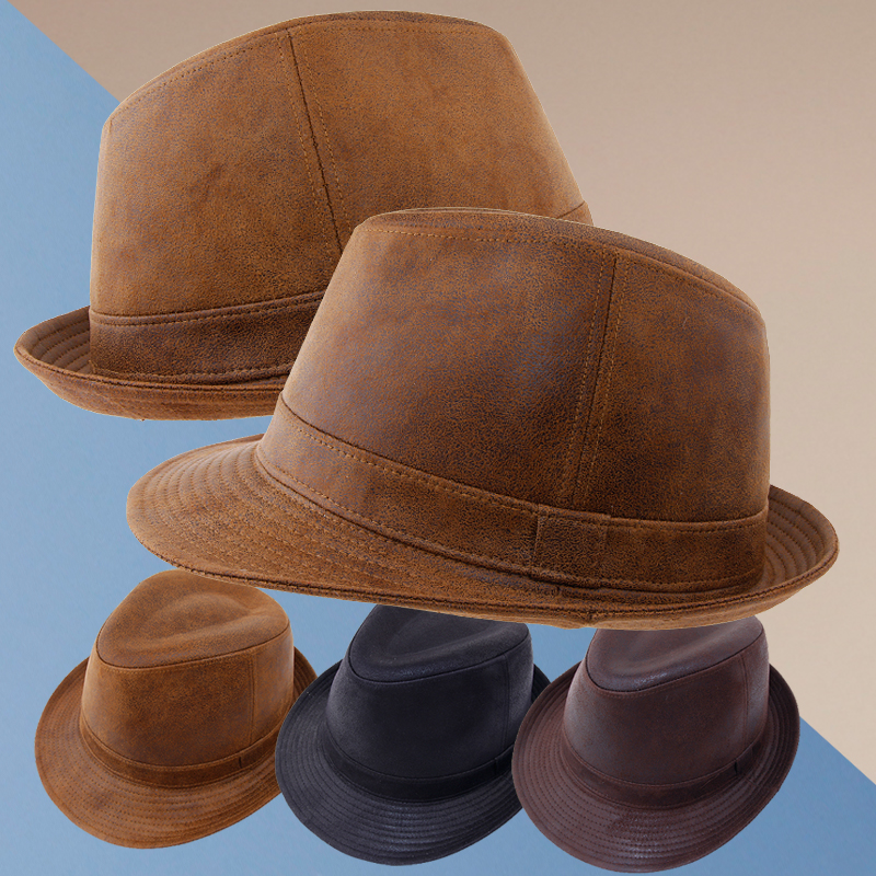 CAP-21880_레더 무스탕 페도라 중절모 캐주얼 남자여자 모자