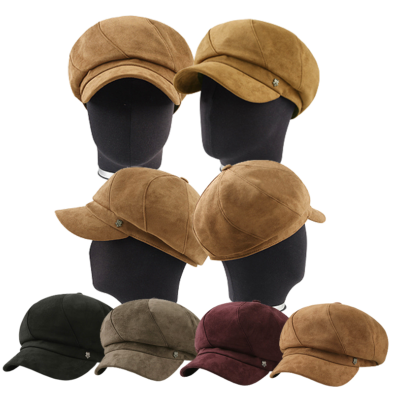 CAP-22950_가을 겨울 스웨이드 뉴스보이캡 모자 남자여자 팔각모 헌팅캡 베레모 빵모자