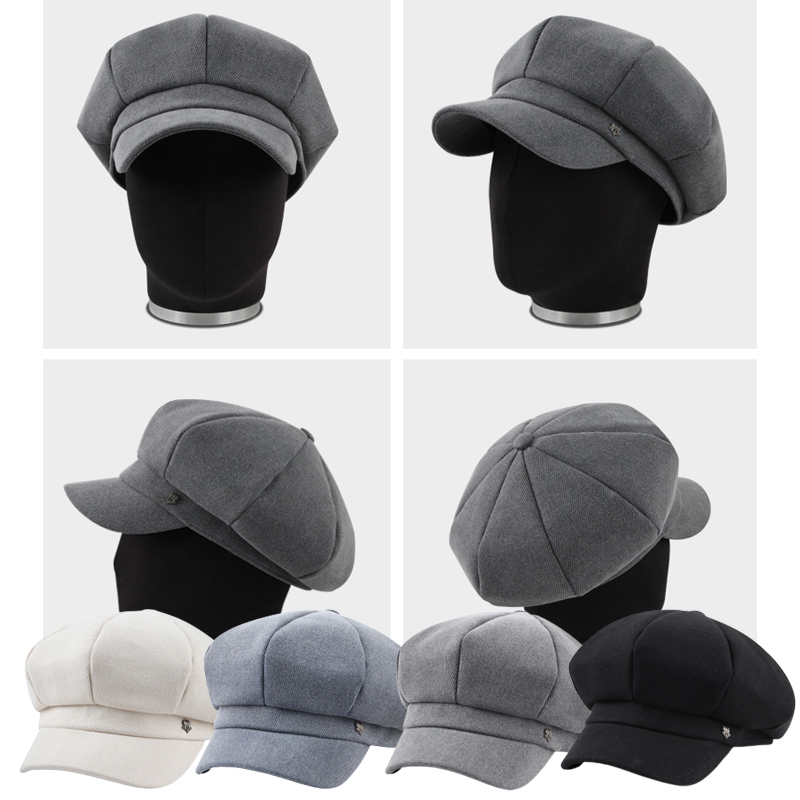 CAP-22949_헤링본 패턴 뉴스보이캡 모자 남자여자 팔각모 헌팅캡 베레모 빵모자