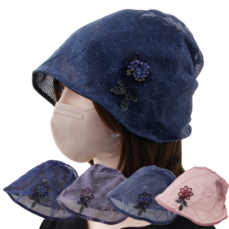 CAP-24001_중년여성 두건 비니형 여름 매쉬 벙거지 엄마 할머니 여자 반다나 모자