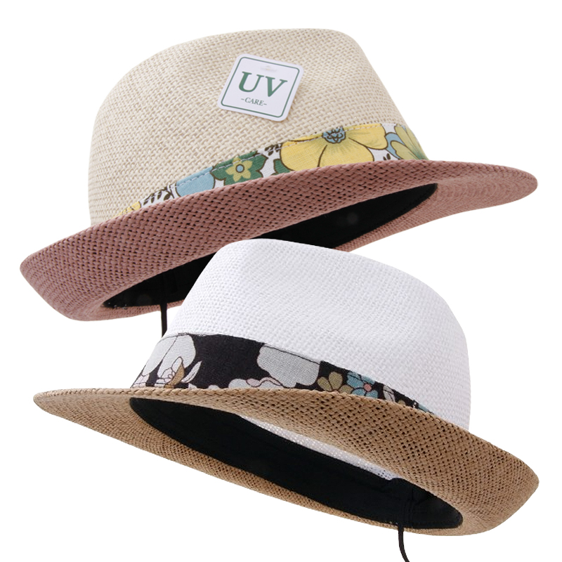 CAP-24138_자연소재 밀짚 여름 페도라 모자 남자 여자 중절모 여행 챙모자