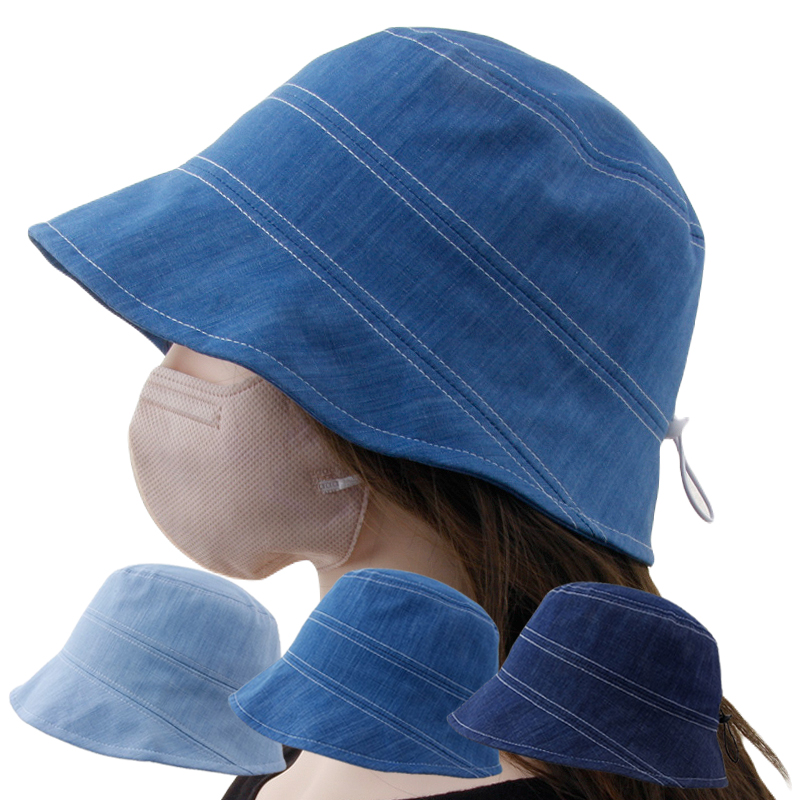 CAP-24197_청지 데님 여름 벙거지 모자 여성 여자 버킷햇 산책 여행 챙모자