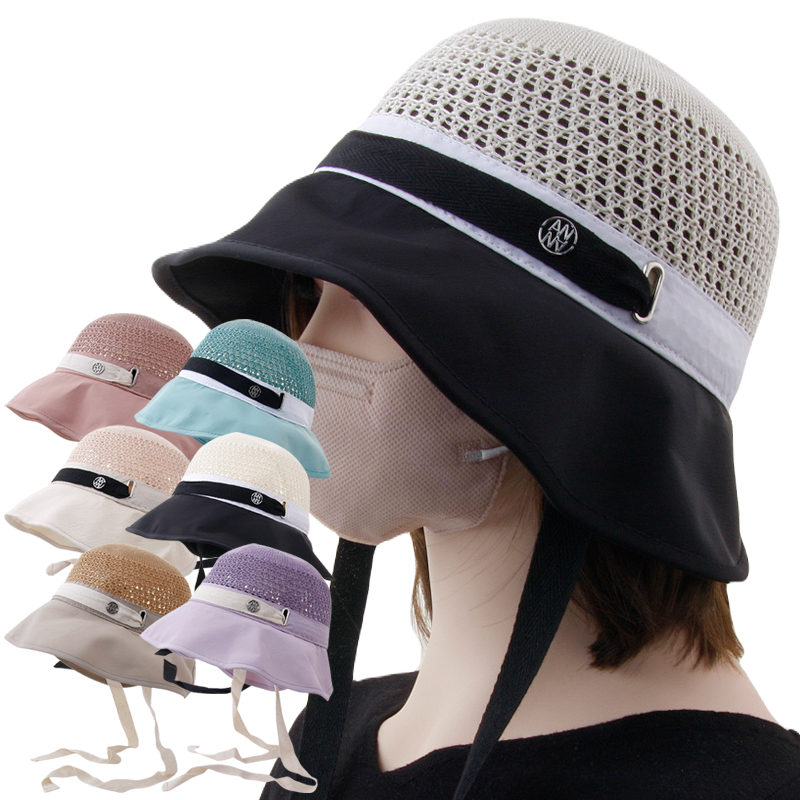 CAP-24179_여름 벙거지 턱끈 보넷 모자 여성 여자 햇빛차단 버킷햇 산책 여행 챙모자