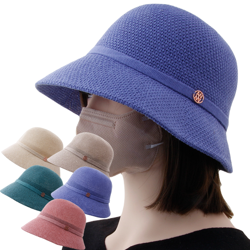 CAP-24178_여름 니트 벙거지 모자 여성 여자 햇빛차단 버킷햇 산책 여행 챙모자