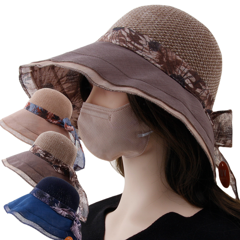 CAP-24214_여름 썬캡형 벙거지 모자 햇빛차단 와이어 큰챙 산책 여행 여성 여자 버킷햇