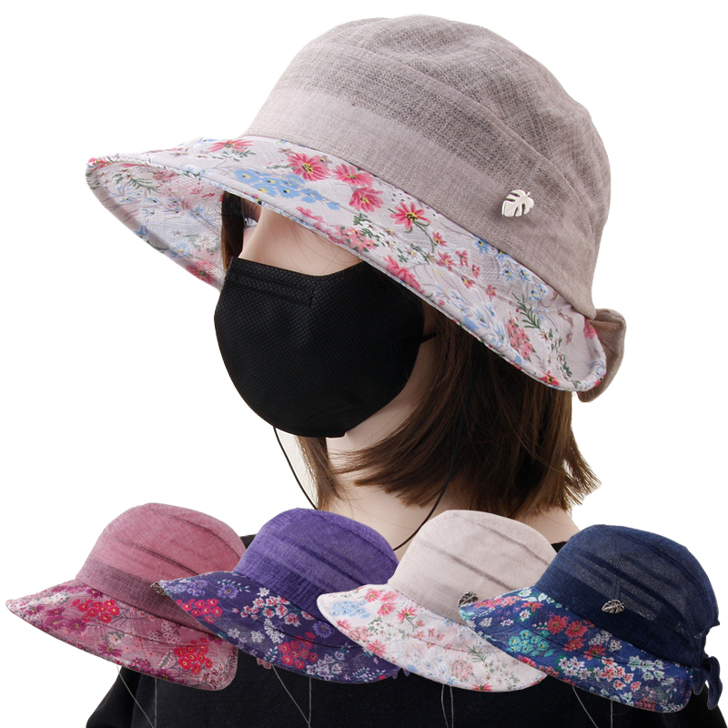 CAP-23503_중년 여성 고무줄 턱끈 벙거지모자 엄마 썬캡 여행 산책 봄 여름 모자