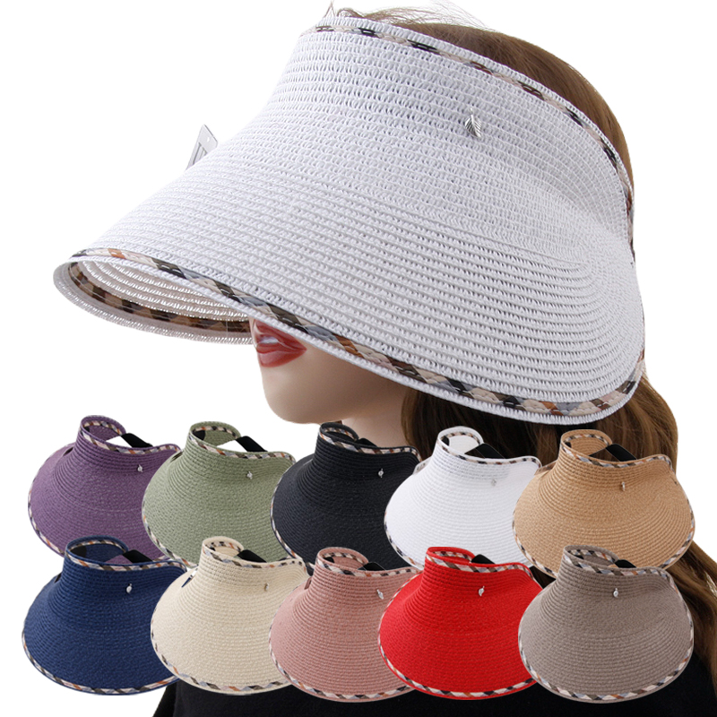 CAP-23983_천연소재 밀짚 썬캡 모자 여자 남자 여름 썬바이져 햇빛차단 여행 산책 골프