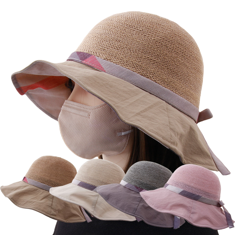 CAP-24037_여름 여성 밀짚 니트 벙거지 모자 햇빛차단 여행 산책 버킷햇