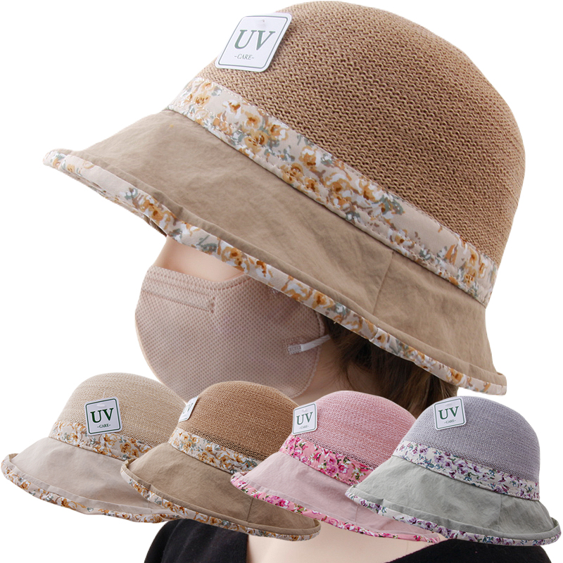 CAP-23972_중년여성 꽃무늬 벙거지모자 니트 엄마 버킷햇 여행 산책