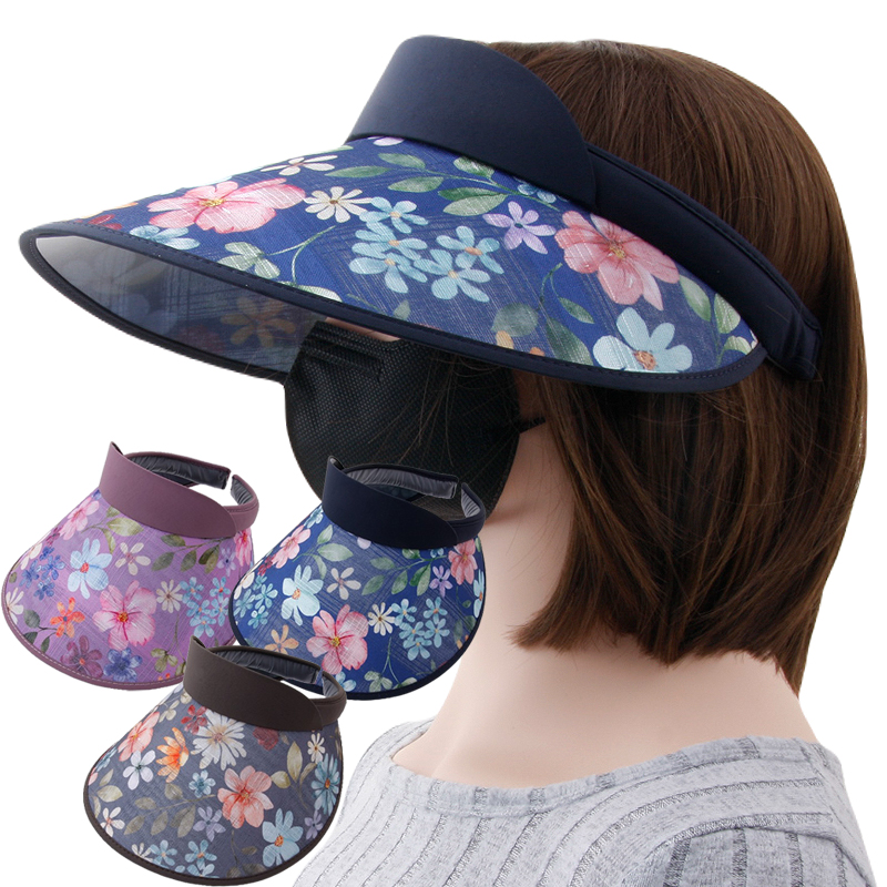 cap-24248_여름 썬캡 모자 중년여성 엄마 꽃무늬 썬바이져 햇빛차단 산책 여행 챙모자